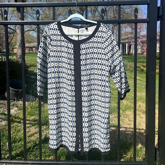 J Crew Geometric Diamond Tile Silk Shift Dress NWT - Picture 8 of 14